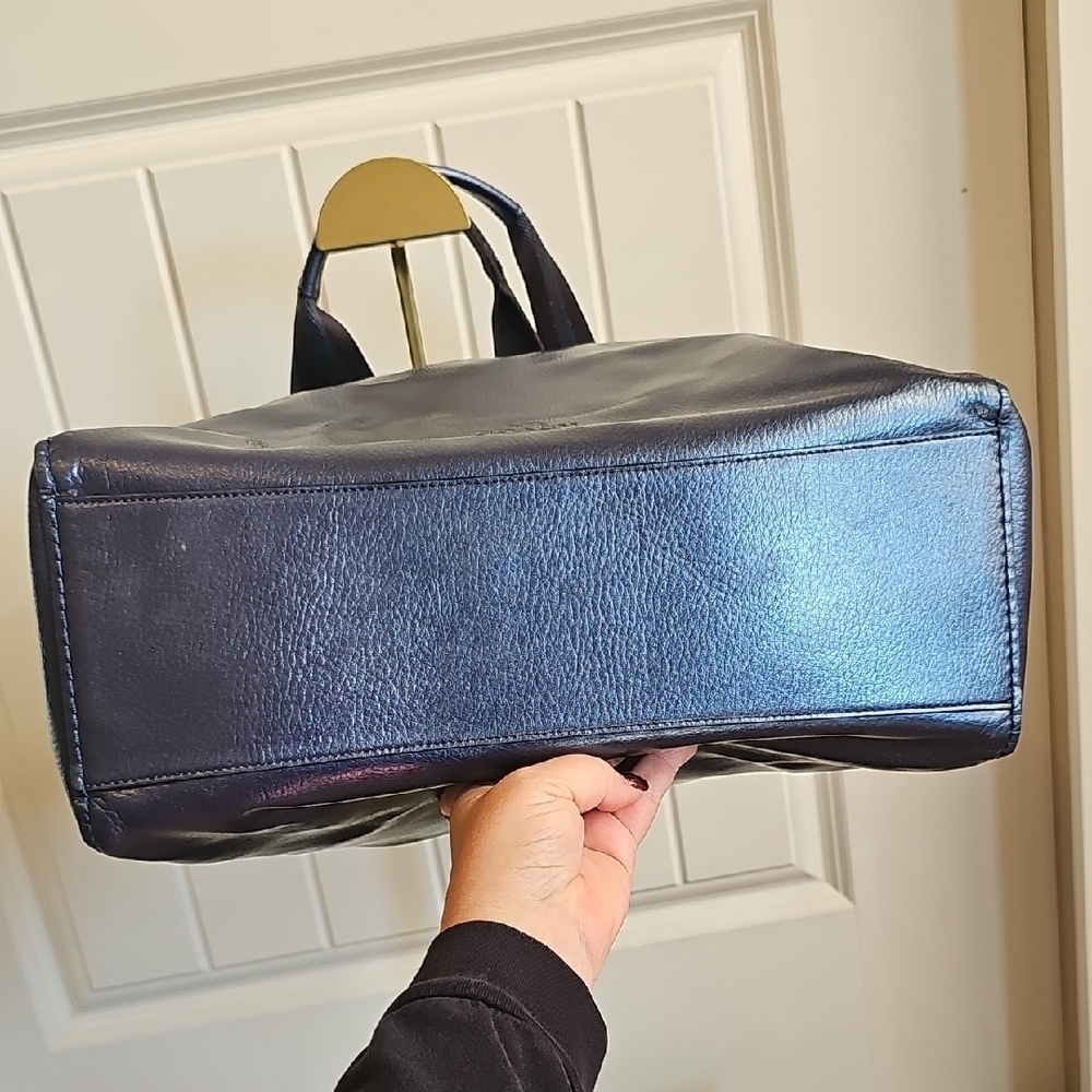 Coach 2017 Large Hologram Derby Tote Metallic Blue - Picture 10 of 17